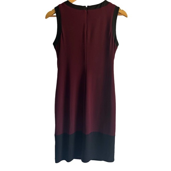 Lauren Ralph Lauren Size 6P Bodycon Color Block Jersey Dress Burgundy, Black - Picture 3 of 8